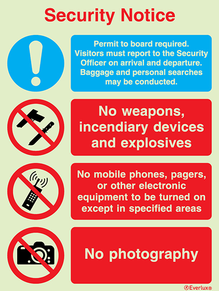 Self-adhesive white vinyl 300x400mm Security notice - mandatory and prohibition sign