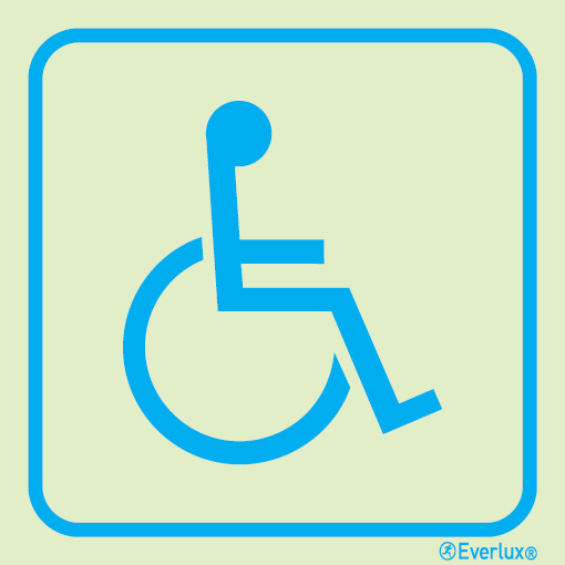 Photoluminescent 1.2mm rigid plastic 150x150mm Access for disabled persons