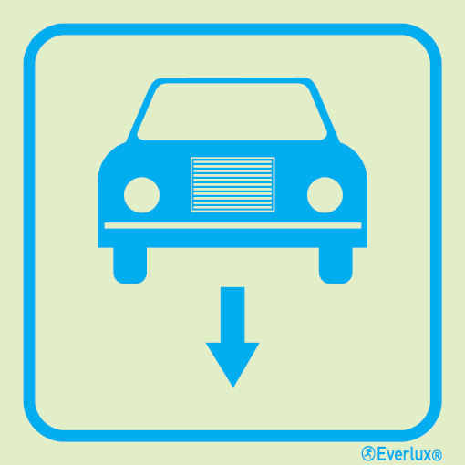 Photoluminescent 1.2mm rigid plastic 150x150mm Cars sign