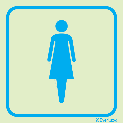 Photoluminescent self-adhesive vinyl 150x150mm Toilets (women)