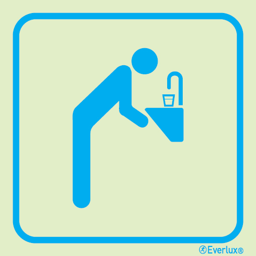 Photoluminescent 1.2mm rigid plastic 150x150mm Drinking water sign