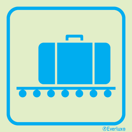 Photoluminescent 1.2mm rigid plastic 300x300mm Baggage claim area sign
