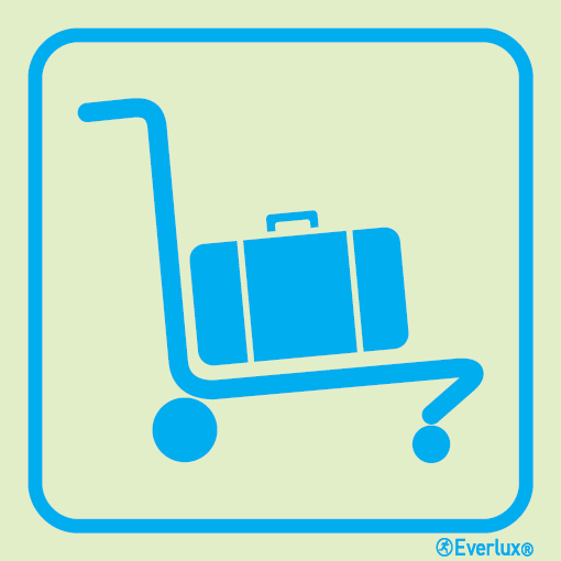 Self-adhesive white vinyl 150x150mm Baggage cart/ trolley sign