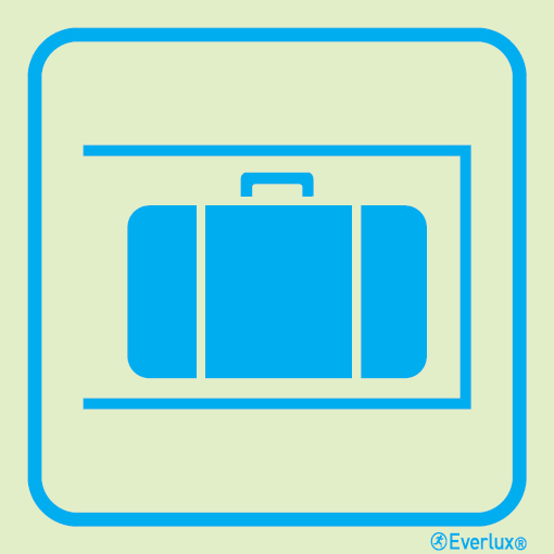 White rigid plastic 200x200mm Baggage storage sign