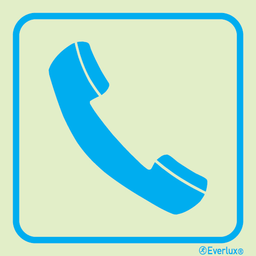 Photoluminescent self-adhesive vinyl 150x150mm Telephone sign 