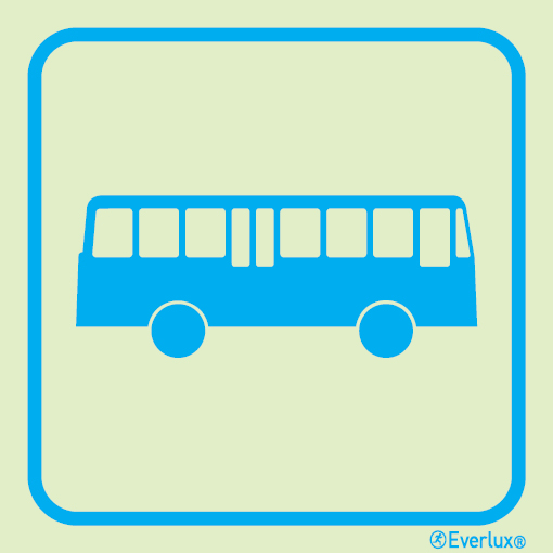 Photoluminescent 1.2mm rigid plastic 200x200mm Bus sign