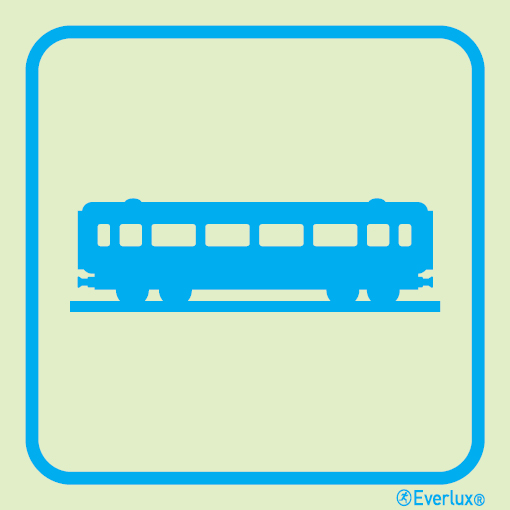 White rigid plastic 300x300mm Train sign