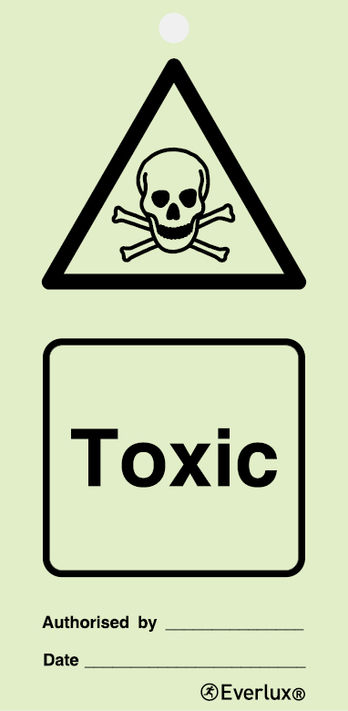 White rigid plastic with protective clear film 75x150mm Poison - warning temporary tie tag