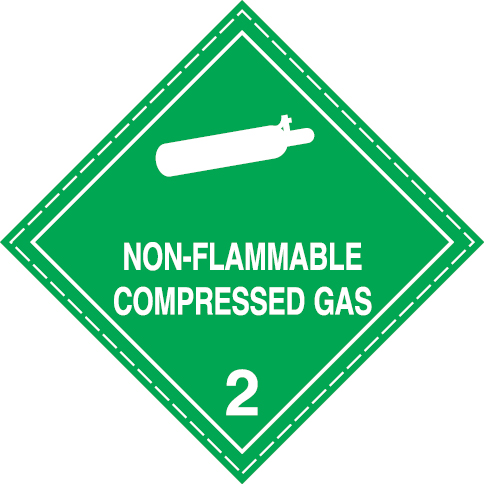 White rigid plastic 100x100mm Non-flammable, non-toxic gases Class 2.2
