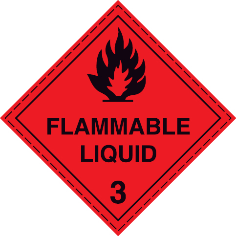 White rigid plastic 300x300mm Flammable liquids No. 3