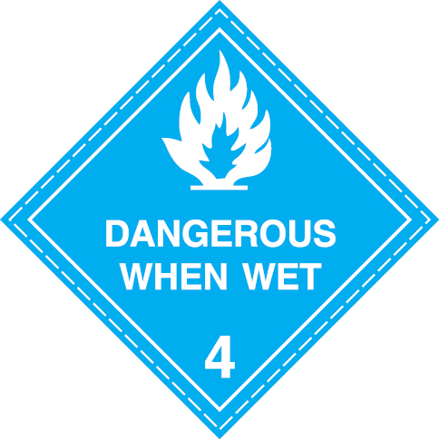 White rigid plastic 250x250mm Substances which, in contact with water, emit flammable gases Class 4.3