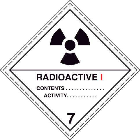 White rigid plastic 200x200mm Radioactive material Category I - white