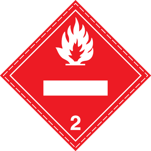 Self-adhesive white vinyl 400x400mm Flammable gases Class 2.1 - UN numbers display