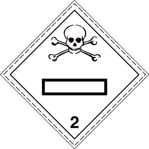 Self-adhesive white vinyl 100x100mm Toxic gases Class 2.3 - UN numbers display 
