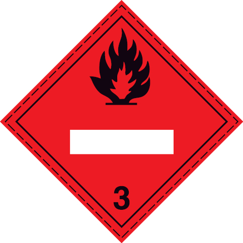 Self-adhesive white vinyl 250x250mm Flammable liquids No. 3 - UN numbers display