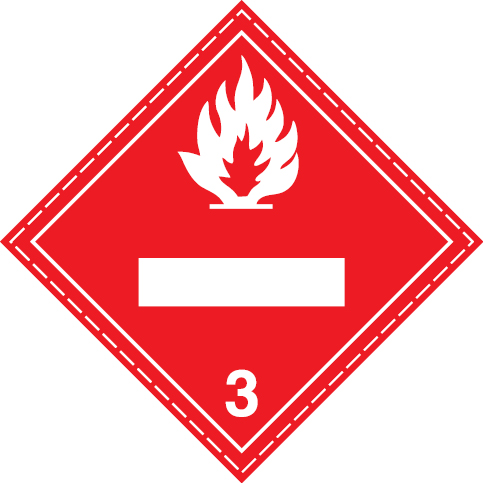 White rigid plastic 200x200mm Flammable liquids No. 3 - UN numbers display