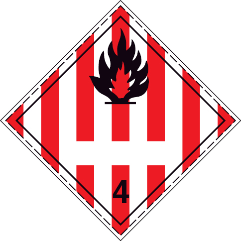 White rigid plastic 300x300mm Flammable solids Class 4.1 - UN numbers display