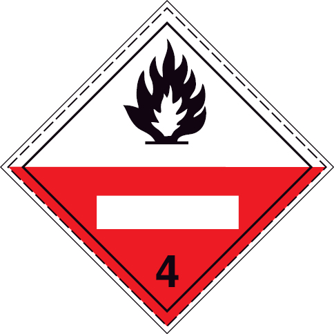 White rigid plastic 300x300mm Substances liable to spontaneous combustion Class 4.2 - UN numbers display