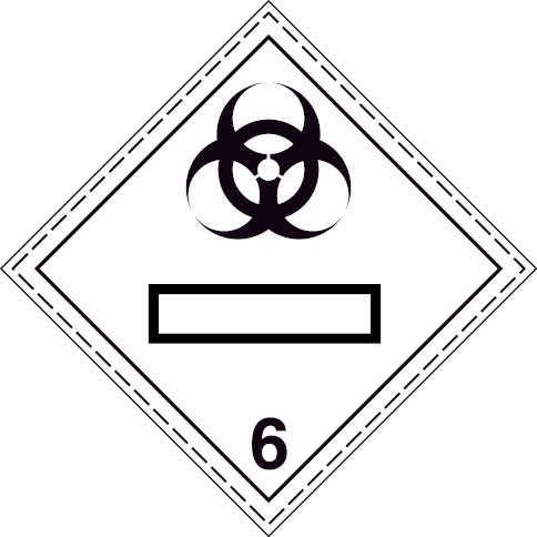 White rigid plastic 100x100mm Infectious substances Class 6.2 - UN numbers display