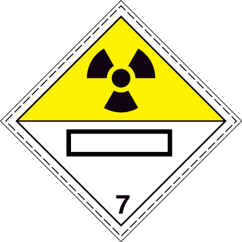 Self-adhesive white vinyl 250x250mm Radioactive material Category - UN numbers display
