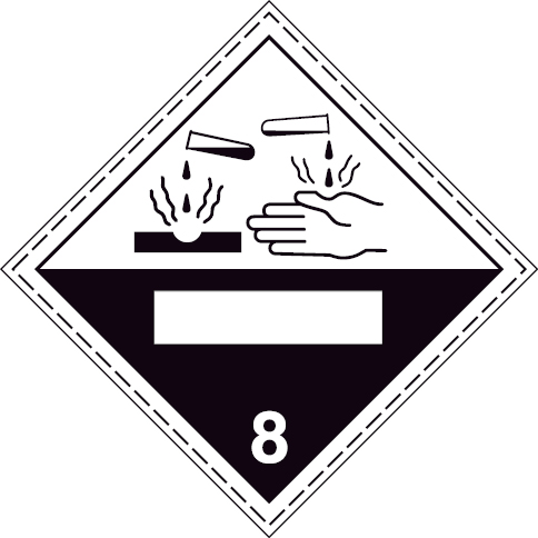 Self-adhesive white vinyl 400x400mm Corrosive substances No. 8 - UN numbers display