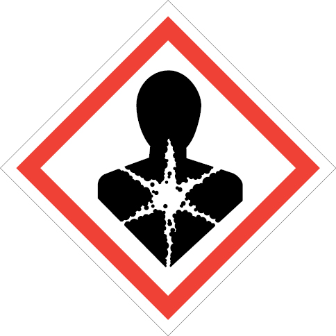 Self-adhesive white vinyl 150x150mm Serious health hazard sign