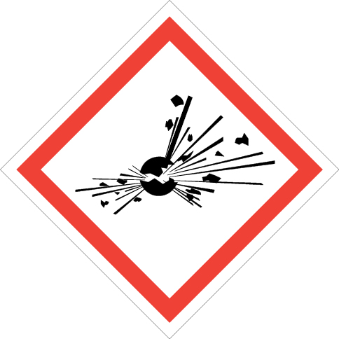 White rigid plastic 150x150mm Explosive sign