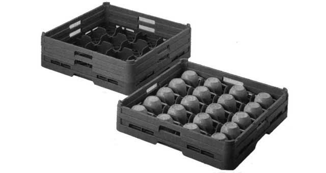RACK CUP DISH WASHER PLASTIC, 500X500X150MM 16 POCKETS