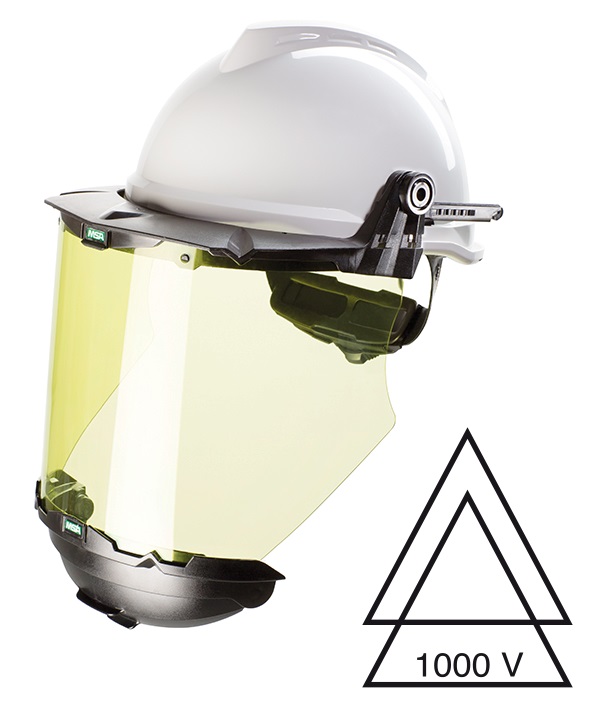 310327 HELMET SAFETY W/VISOR, NONVENTED MSA V-GARD 950 WHITE 