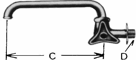 530177 FAUCET WALL RIGHT HANDLE WITH, OVERHEAD SWIVEL SPOUT 20(3/4)