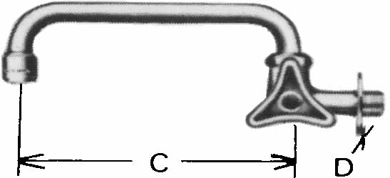 530178 FAUCET WALL R-HAND W/OVERHEAD, SWIVEL SPOUT & AERATOR 13(1/2)