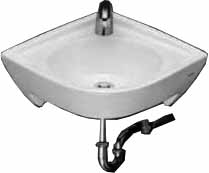 530211 HAND BASIN CORNER WALL HUNG, (L30D) 552X470MM 4.5LTR