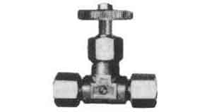 NEEDLE VALVE STRAIGHT BRASS, W/RING NUT BOTH ENDS 10X3/8