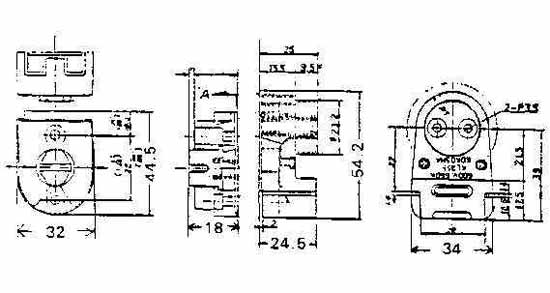 791528 FL-LAMP HOLDER KL238(EX.ZS-22), W/ADJUST PLATE FOR 1LAMP