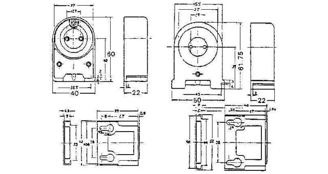 791532 FL-LAMP HOLDER TURRET-TYPE, PHENOL RESIN 300V 1A 40MM-WIDE