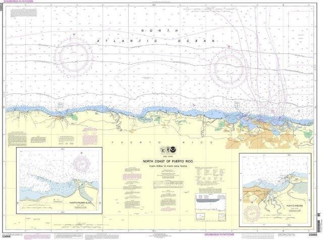 NOAA Nautical Chart 25668: North Coast of Puerto Rico Punta Penon to Punta Vacia Talega;Puerto Arecibo;Puerto Palmas Altas