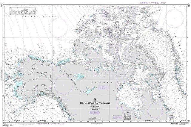 NGA Chart 803: Bering Strait to Greenland (Arctic)