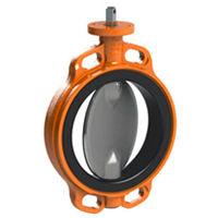 Series EVBS Semi-Lug Wafer Butterfly Valve, DN125, PN16, Lever Operated