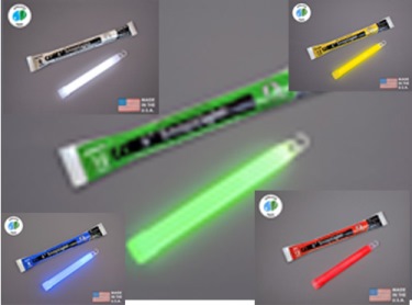 STD LIGHT STICKS 6"/12 HOUR, GRN,RED,YLW, BLUE, WHITE