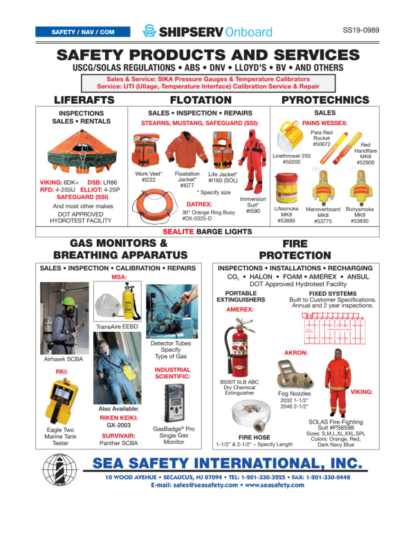 Sea Safety International, Inc, Secaucus, United States Shipping