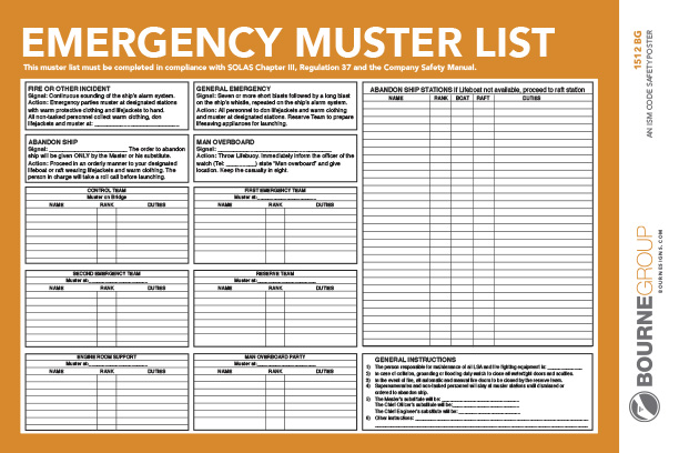 Emergency Muster List 300mm x 200mm