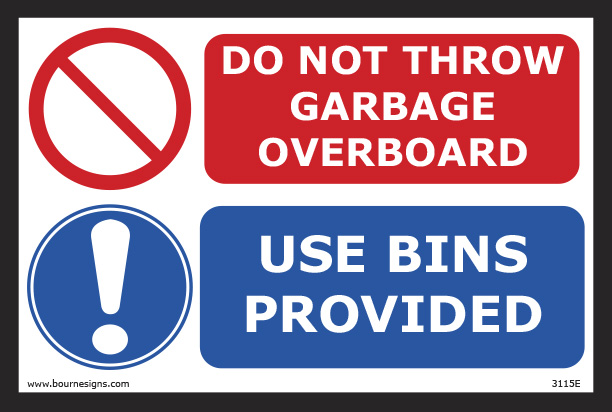Do not throw garbage overboard 300mm x 200mm
