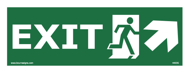 Exit (Right and Diagonal Up) 400mm x 150mm