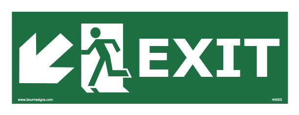 Exit (Left and Diagonal Down) 400mm x 150mm