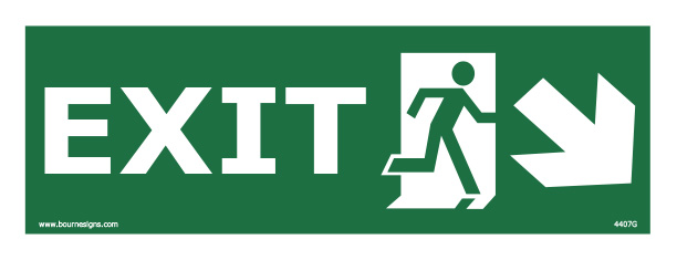 Exit (Right and Diagonal Down) 400mm x 150mm