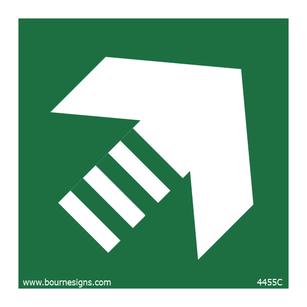 Secondary Escape Route - Diagonal Arrow 150mm x 150mm