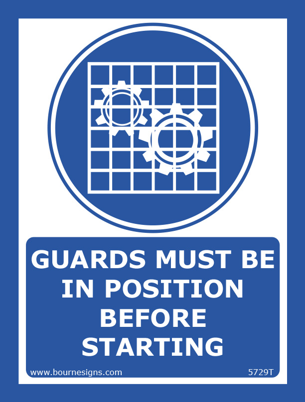Guards must be in position before starting 150mm x 200mm