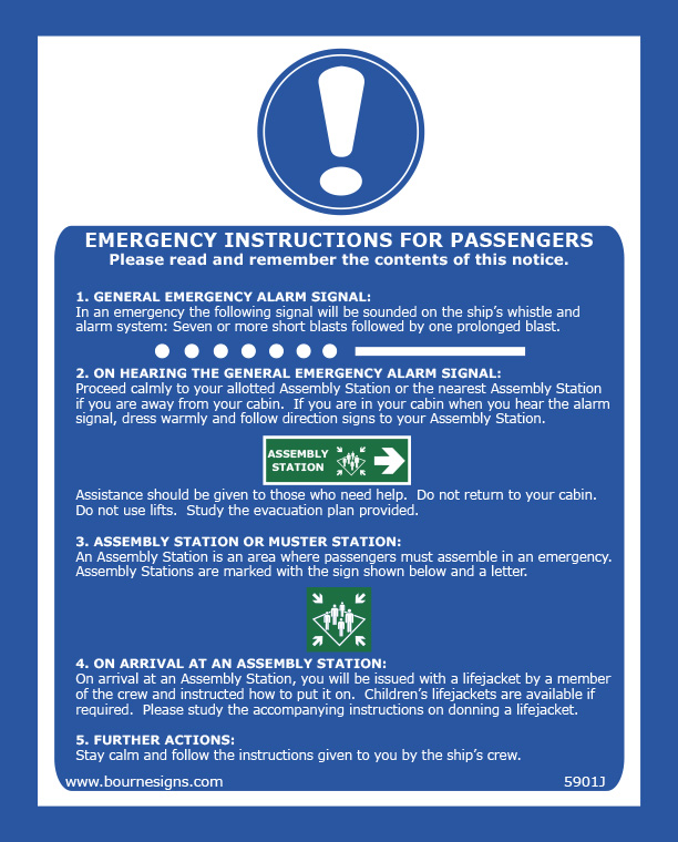 Emergency Instructions for Passengers 200mm x 250mm