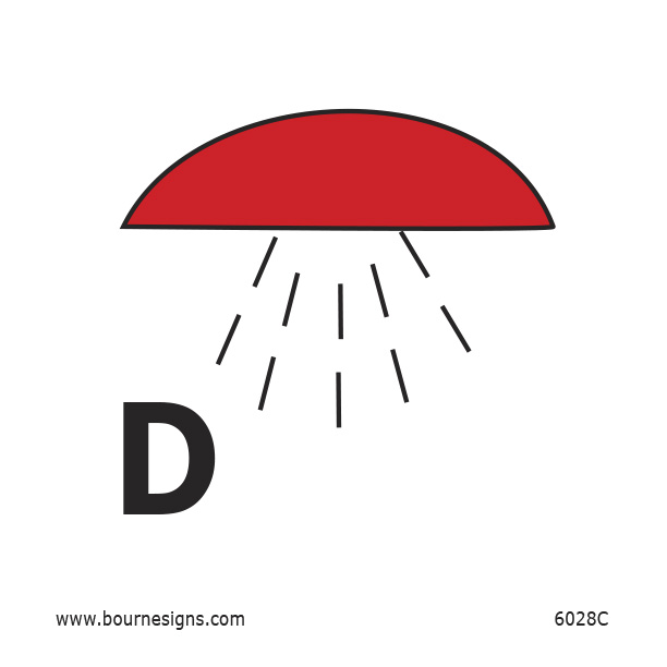 Space Protected by Drenching System 150mm x 150mm