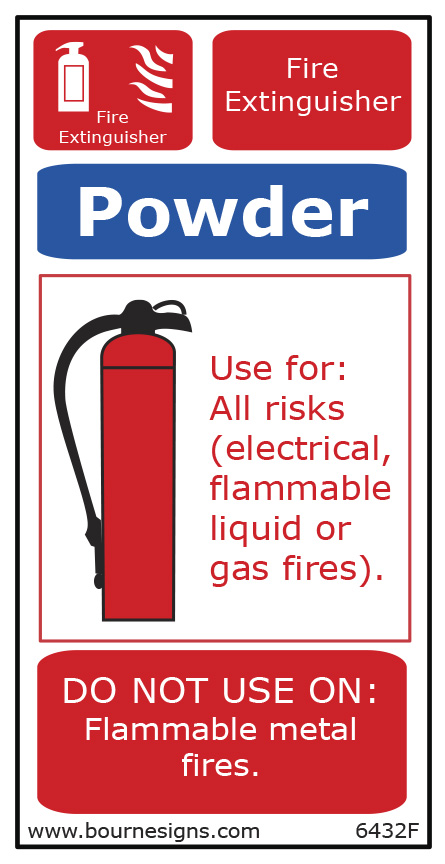 Powder Fire Extinguisher Identification 100mm x 200mm
